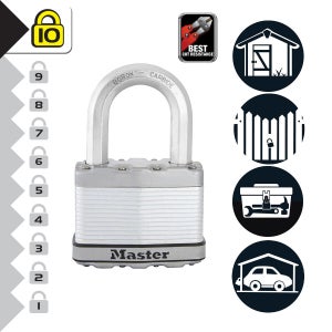 Cadenas à clé en acier laminé, MASTER LOCK, l.64 mm