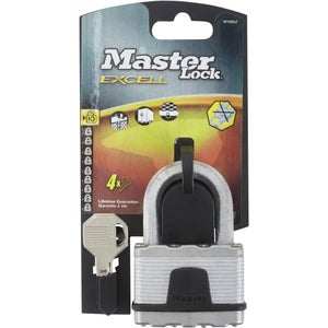 Cadenas à clé en acier laminé, MASTER LOCK, l.64 mm