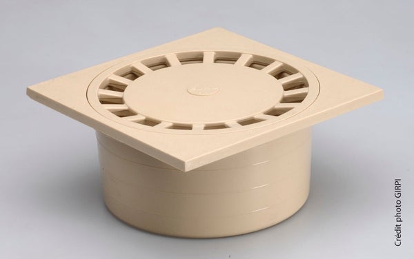 Siphon de cour en polypropylène GIRPI sable l.20 x H.10 cm
