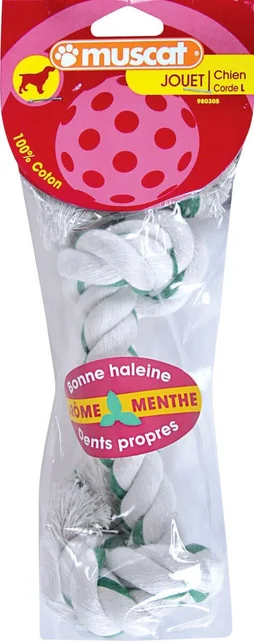 Jouet chien corde coton menthole 32 cm