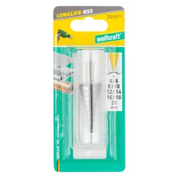 Fraise étagée HSS tige 8 mm diamètre  4-20 mm WOLFCRAFT