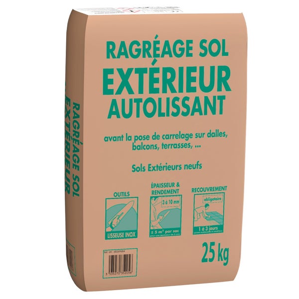 Ragréage sol extérieur, 25 kg