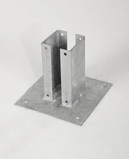 Support à fixer rainuré acier gris, H.15 x l.7 x P.7 cm
