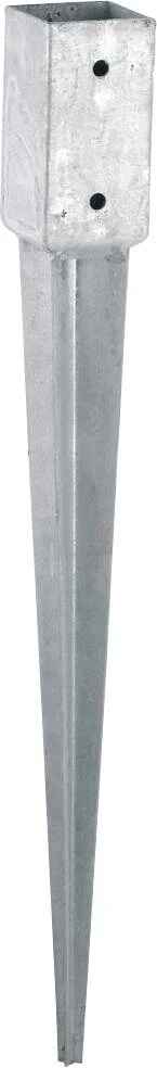 Support à enfoncer en acier fraisé, H.75 x l.7 x P.7 cm gris