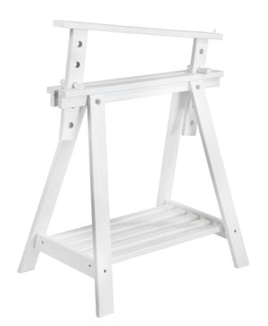 Tréteau pin architecte blanc, H.70 x l.70 cm