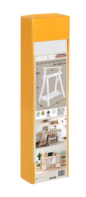 Tréteau pin architecte blanc, H.70 x l.70 cm