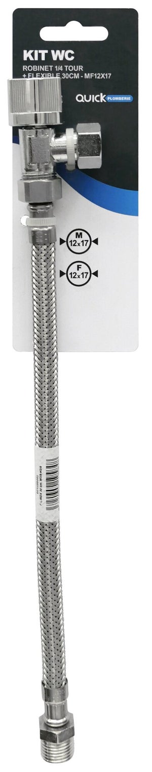 Kit robinet d'arrêt WC, flexible et joint QUICK PLOMBERIE