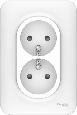 Double prise avec terre verticale Ovalis, SCHNEIDER ELECTRIC, blanc