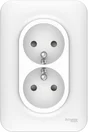 Double prise avec terre verticale Ovalis, SCHNEIDER ELECTRIC, blanc