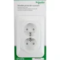 Double prise avec terre verticale Ovalis, SCHNEIDER ELECTRIC, blanc