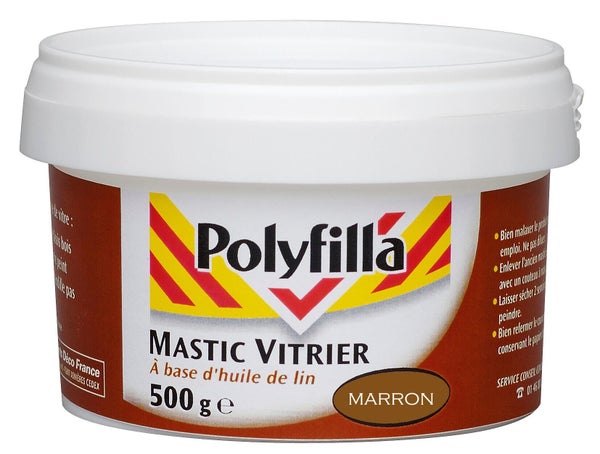 Mastic vitrier huile de lin marron POLYFILLA pot 500 g