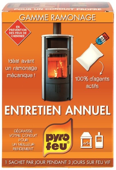 Ramonage annuel bois, PYROFEU, 3 x 250 g