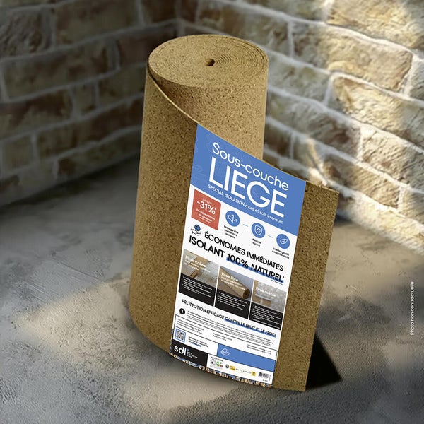 Rouleau isolant liège mur/sol, l.1 x L.15 m x Ep.4 mm