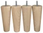 Lot de 4 pieds de meuble conique fixes hêtre brut blanc / beige / naturels, 15cm
