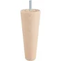 Lot de 4 pieds de meuble conique fixes hêtre brut blanc / beige / naturels, 15cm