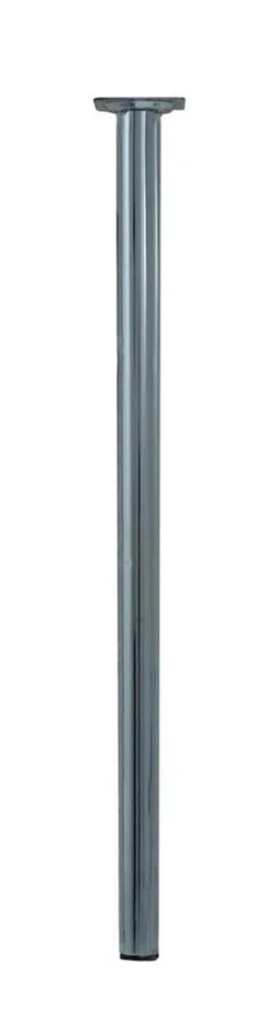 Pied de table basse cylindrique fixe acier chromé gris, 70 cm
