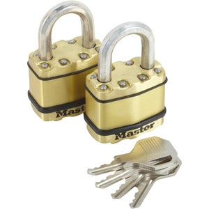 Lot de 2 cadenas à clé en  acier laminé, MASTER LOCK, l.45 mm