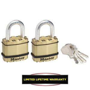 Lot de 2 cadenas à clé en  acier laminé, MASTER LOCK, l.45 mm