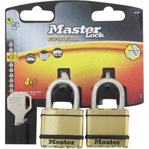 Lot de 2 cadenas à clé en  acier laminé, MASTER LOCK, l.45 mm