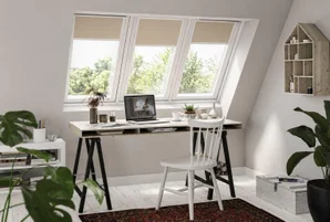 Store fenêtre de toit VELUX occultant manuel beige DKL SK06, cadre gris