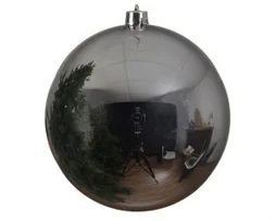 Boule Noel polystyrene d20cm argent brillant unite