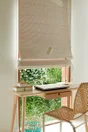 Store enrouleur tamisant Bois tissé lazuré blanc, l.130 x H.220 cm, BALLAUFF