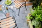 Table de jardin FERMOB Bistro rond gris / argent 2 personnes