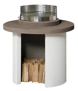 Barbecue en béton beige et gris Mercurio, l.102 x L.102 x H.103 cm