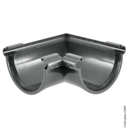 Angle mixte à joint pour gouttière demi-ronde développé 25 Tdl80a PVC