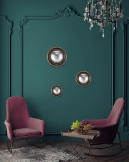 Assortiment de 3 miroirs rond résine noir Convex diam. cm