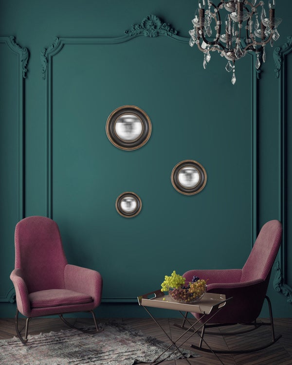 Assortiment de 3 miroirs rond résine noir Convex diam. cm