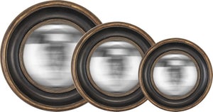 Assortiment de 3 miroirs rond résine noir Convex diam. cm