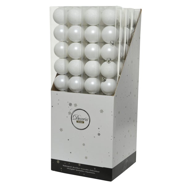 Boule Noel polystyrene d6cm blanc mat/paillette lot de 10