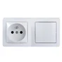Interrupteur + prise saillie complet Alréa, SCHNEIDER ELECTRIC, blanc