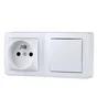 Interrupteur + prise saillie complet Alréa, SCHNEIDER ELECTRIC, blanc
