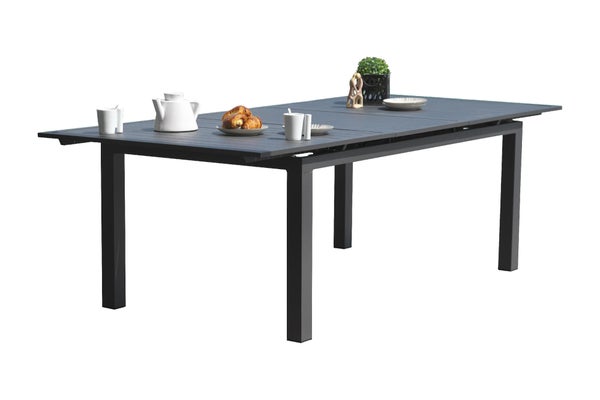 Table de jardin de repas Miami rectangulaire gris anthracite de 6 à 10 personnes