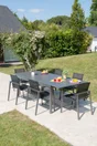 Table de jardin de repas Miami rectangulaire gris anthracite de 6 à 10 personnes