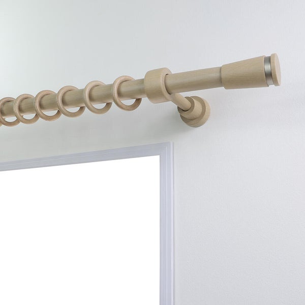 Lot de 10 anneaux tringle à rideau Design 28 mm bois chêne clair naturel