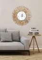 Miroir rond Soleil feuille doré diam. 63 Cm EMDE