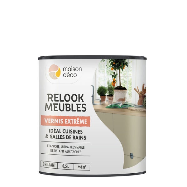 Vernis protecteur Relook meuble MAISON DECO, transparent brillant, 0.5 l