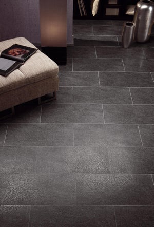 Carrelage sol exterieur forte effet pierre noir Stone edge l.30 x L.60 cm