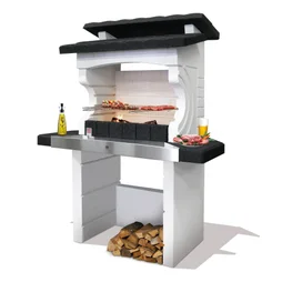 Barbecue en béton gris et noir Kos, l.125 x L.72 x H.161 cm