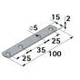 Lot de 12 pattes d'assemblage acier zingue HETTICH L. 100 mm