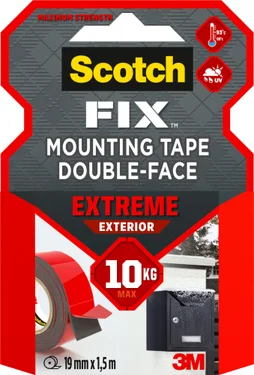 Ruban adhésif double face extrême intérieur / extérieur SCOTCH L.1.5 m x l.19 mm