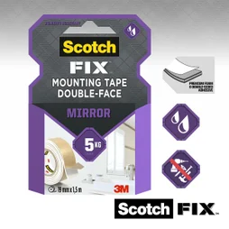 Ruban adhésif double face miroir,3M, L.1.5 m x l.19 mm