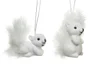 Deco Noel a suspendre plastique ecureuil 6x3x2cm blanc 2 variantes