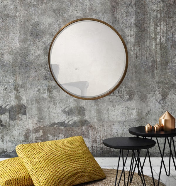 Miroir rond biseau doré, diam. 80 cm