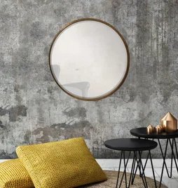 Miroir rond biseau doré, diam. 80 cm