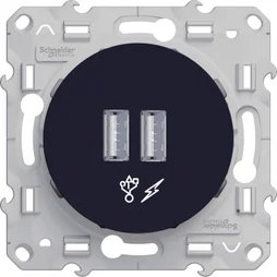 Prise chargeur double usb Odace, SCHNEIDER ELECTRIC, gris anthracite