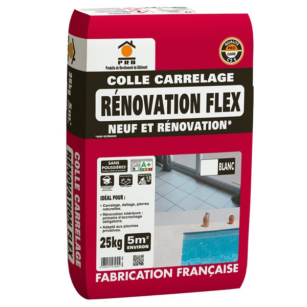 Mortier colle flex blanc PRB, 25 kg